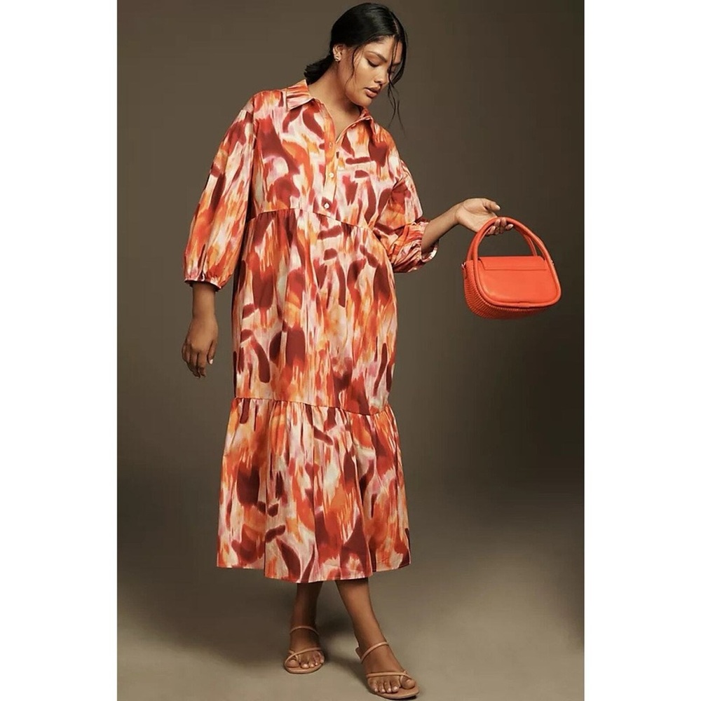 Anthropologie Maeve Bettina Tiered Shirt Dress